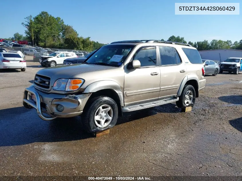 2002 Toyota Sequoia Sr5 VIN: 5TDZT34A42S060429 Lot: 40473049