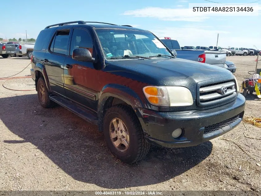 2002 Toyota Sequoia Limited V8 VIN: 5TDBT48A82S134436 Lot: 40483119