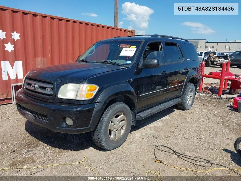 2002 Toyota Sequoia Limited V8 VIN: 5TDBT48A82S134436 Lot: 40483119