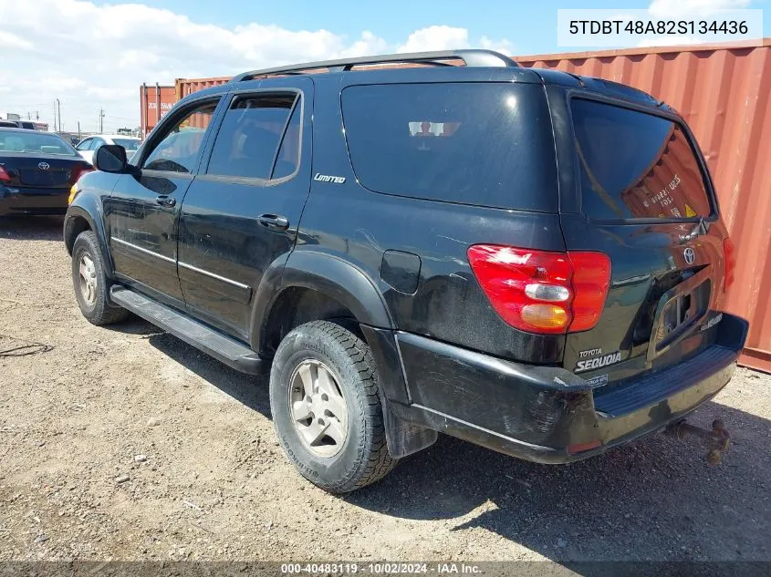 2002 Toyota Sequoia Limited V8 VIN: 5TDBT48A82S134436 Lot: 40483119