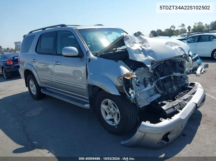 2002 Toyota Sequoia Sr5 V8 VIN: 5TDZT34A22S102502 Lot: 40509486