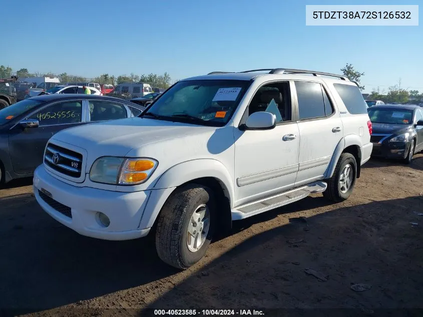 2002 Toyota Sequoia Limited V8 VIN: 5TDZT38A72S126532 Lot: 40523585