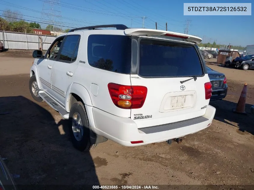 2002 Toyota Sequoia Limited V8 VIN: 5TDZT38A72S126532 Lot: 40523585