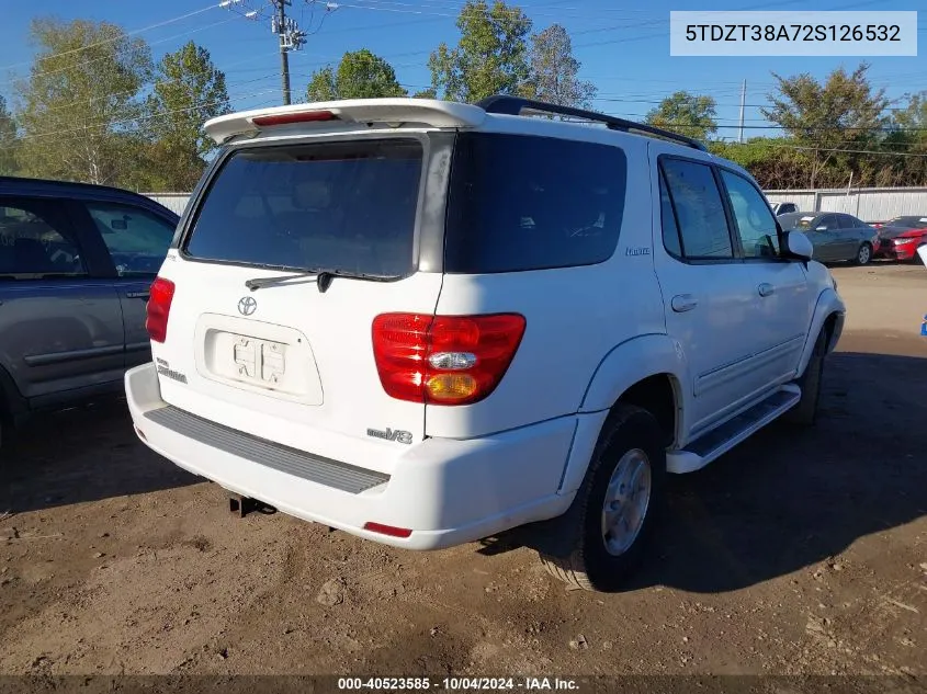 2002 Toyota Sequoia Limited V8 VIN: 5TDZT38A72S126532 Lot: 40523585