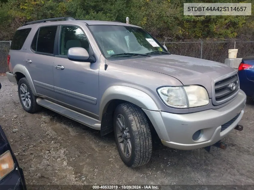 2002 Toyota Sequoia Sr5 V8 VIN: 5TDBT44A42S114657 Lot: 40532019