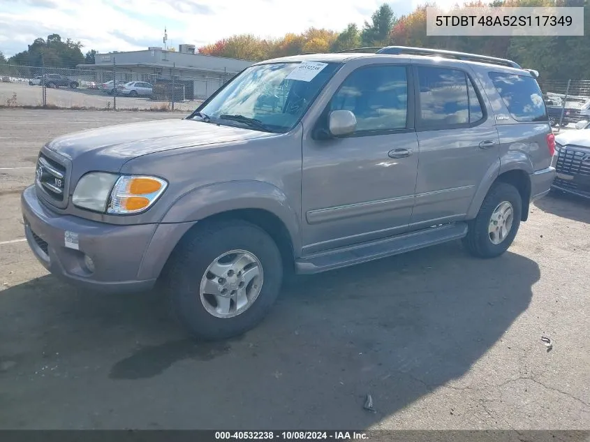 2002 Toyota Sequoia Limited V8 VIN: 5TDBT48A52S117349 Lot: 40532238