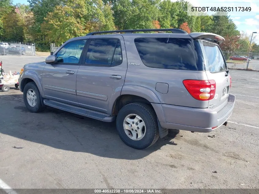 2002 Toyota Sequoia Limited V8 VIN: 5TDBT48A52S117349 Lot: 40532238