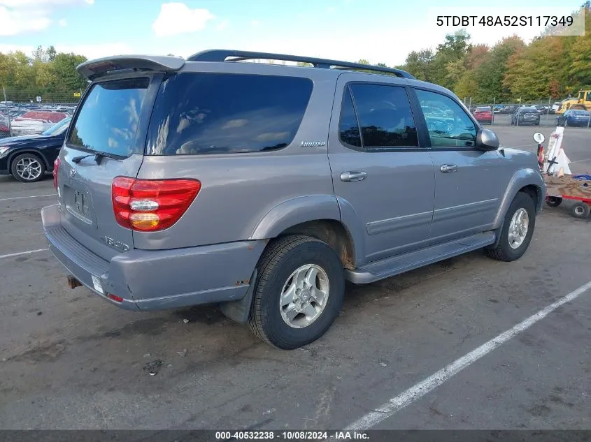 2002 Toyota Sequoia Limited V8 VIN: 5TDBT48A52S117349 Lot: 40532238