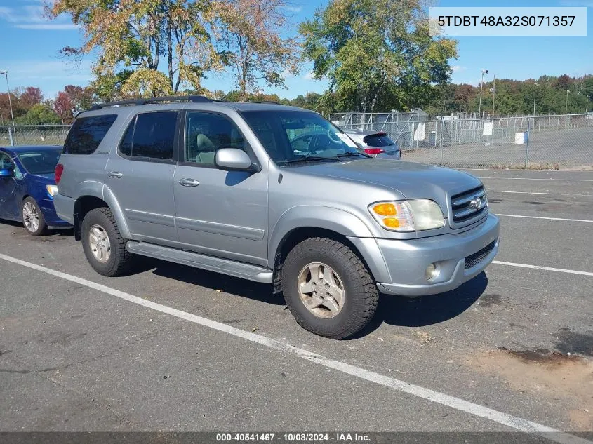 2002 Toyota Sequoia Limited V8 VIN: 5TDBT48A32S071357 Lot: 40541467