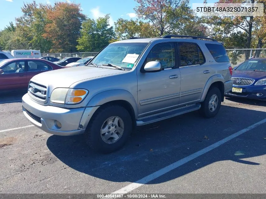 2002 Toyota Sequoia Limited V8 VIN: 5TDBT48A32S071357 Lot: 40541467