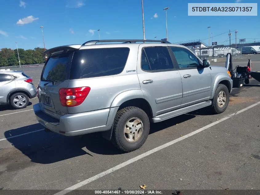 2002 Toyota Sequoia Limited V8 VIN: 5TDBT48A32S071357 Lot: 40541467