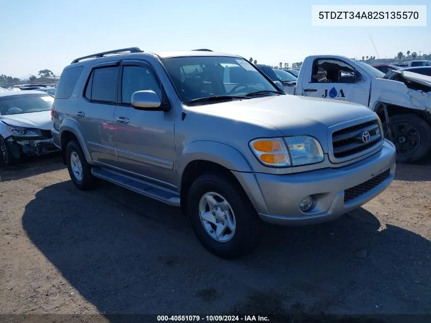 2002 Toyota Sequoia Sr5 V8 VIN: 5TDZT34A82S135570 Lot: 40551079