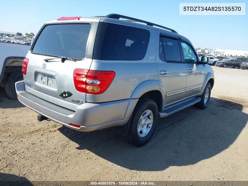 2002 Toyota Sequoia Sr5 V8 VIN: 5TDZT34A82S135570 Lot: 40551079