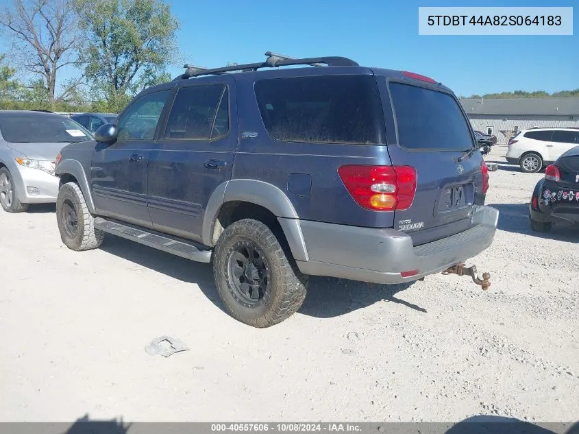 2002 Toyota Sequoia Sr5 V8 VIN: 5TDBT44A82S064183 Lot: 40557606