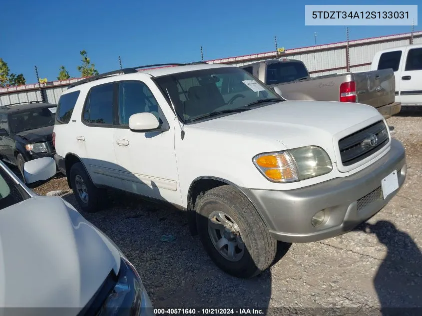 2002 Toyota Sequoia Sr5 VIN: 5TDZT34A12S133031 Lot: 40571640