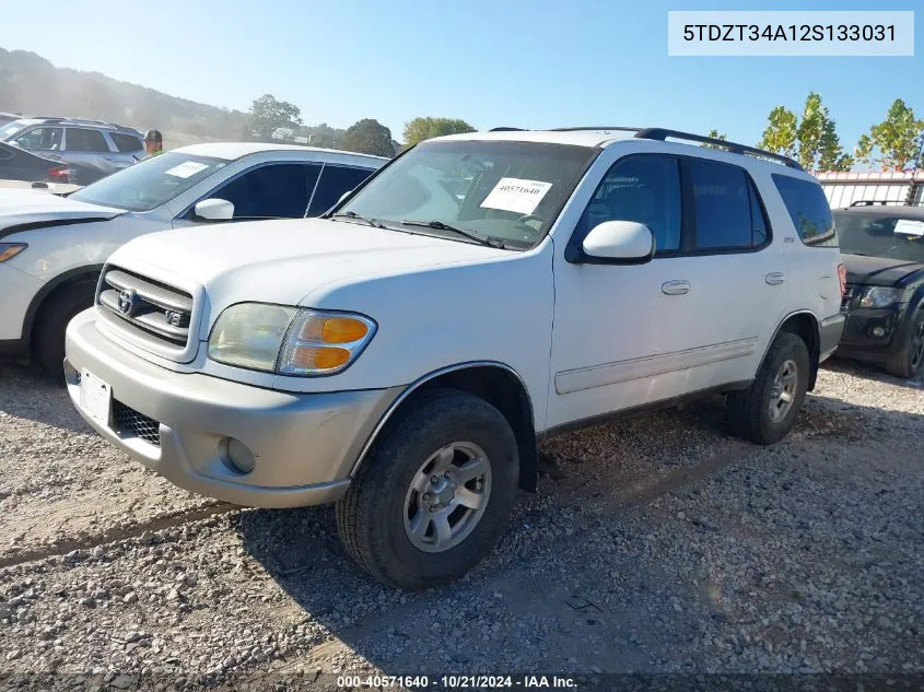 2002 Toyota Sequoia Sr5 VIN: 5TDZT34A12S133031 Lot: 40571640