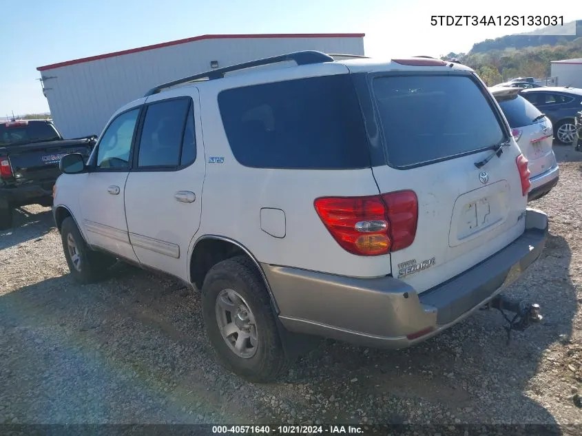 2002 Toyota Sequoia Sr5 VIN: 5TDZT34A12S133031 Lot: 40571640