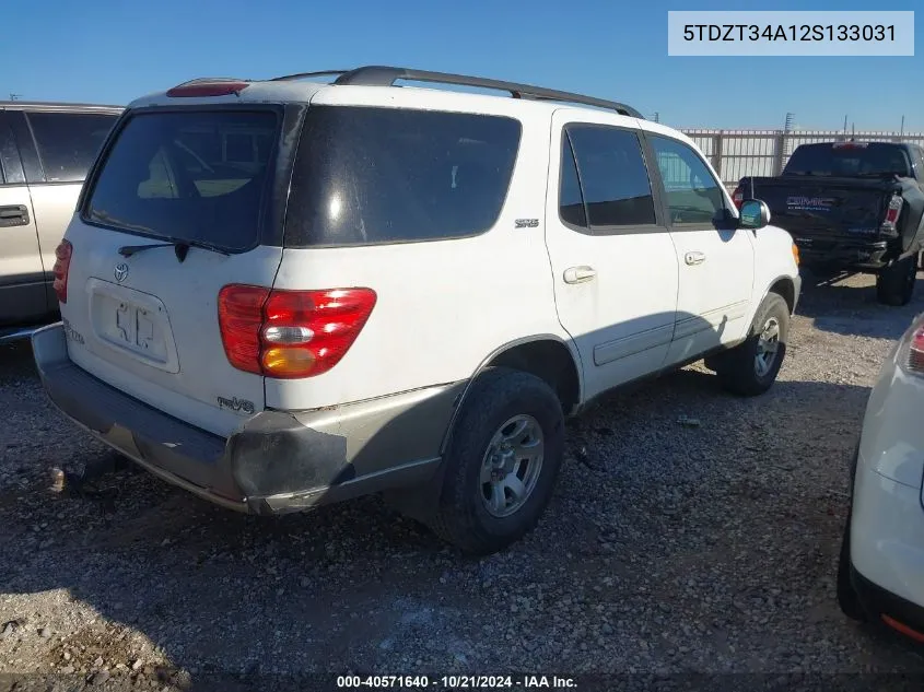 2002 Toyota Sequoia Sr5 VIN: 5TDZT34A12S133031 Lot: 40571640