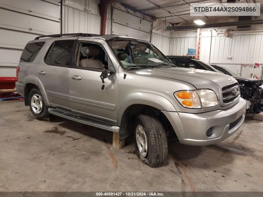 2002 Toyota Sequoia Sr5 V8 VIN: 5TDBT44AX2S094866 Lot: 40591427