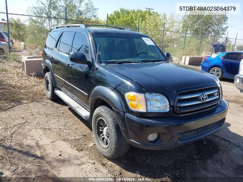 2002 Toyota Sequoia Limited V8 VIN: 5TDBT48A02S064379 Lot: 40592094