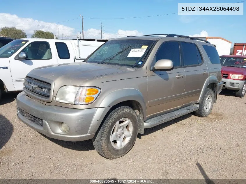 2002 Toyota Sequoia Sr5 VIN: 5TDZT34AX2S064498 Lot: 40623545