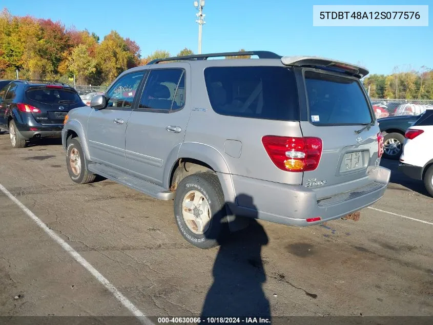 2002 Toyota Sequoia Limited V8 VIN: 5TDBT48A12S077576 Lot: 40630066