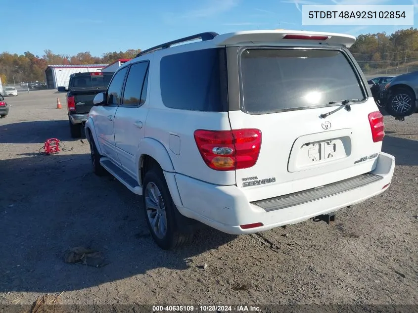 2002 Toyota Sequoia Limited V8 VIN: 5TDBT48A92S102854 Lot: 40635109