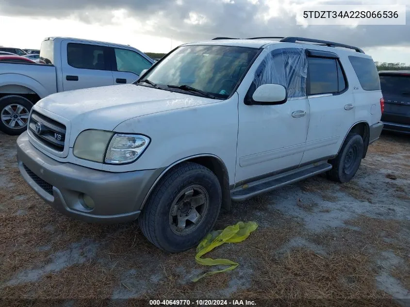 2002 Toyota Sequoia Sr5 VIN: 5TDZT34A22S066536 Lot: 40649770