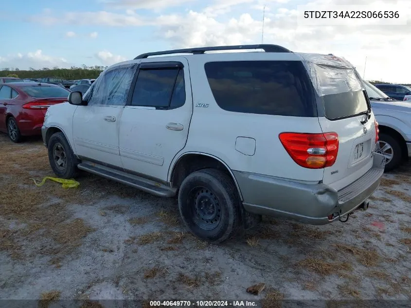 2002 Toyota Sequoia Sr5 VIN: 5TDZT34A22S066536 Lot: 40649770