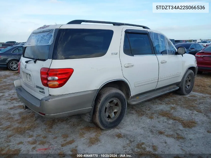 2002 Toyota Sequoia Sr5 VIN: 5TDZT34A22S066536 Lot: 40649770