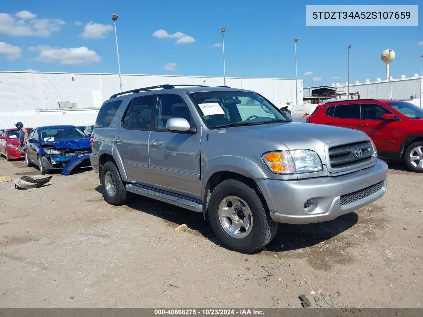 2002 Toyota Sequoia Sr5 V8 VIN: 5TDZT34A52S107659 Lot: 40668275