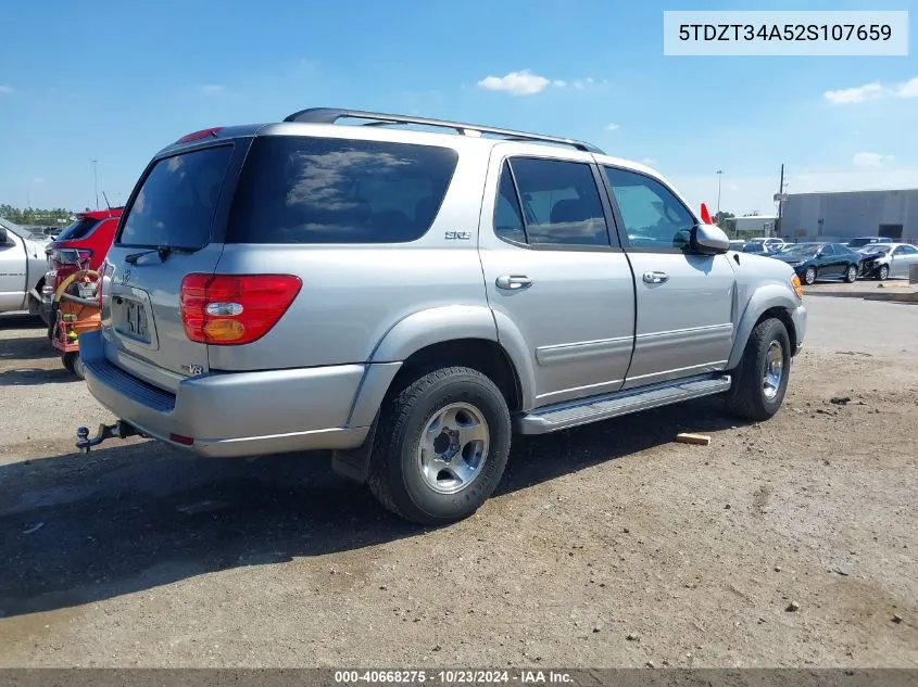 2002 Toyota Sequoia Sr5 V8 VIN: 5TDZT34A52S107659 Lot: 40668275