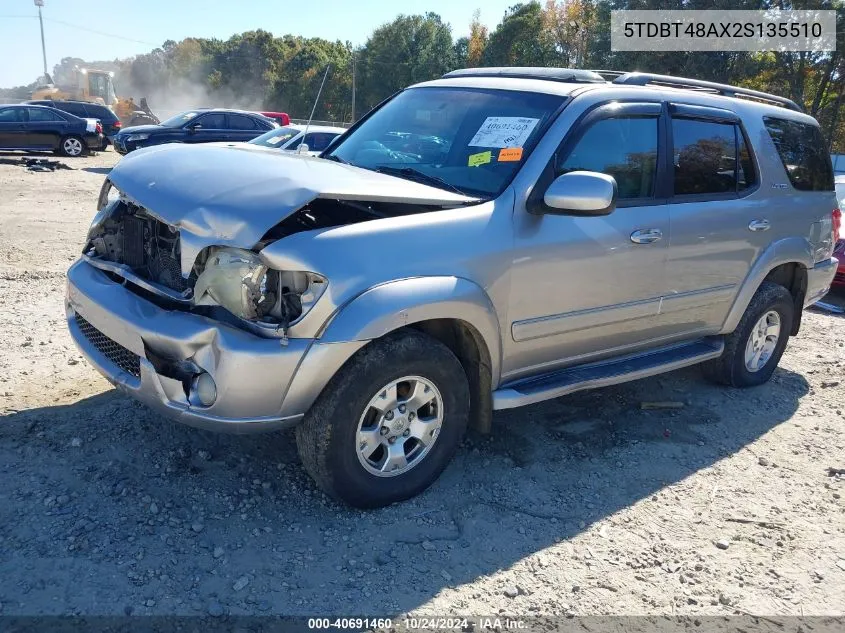 2002 Toyota Sequoia Limited V8 VIN: 5TDBT48AX2S135510 Lot: 40691460