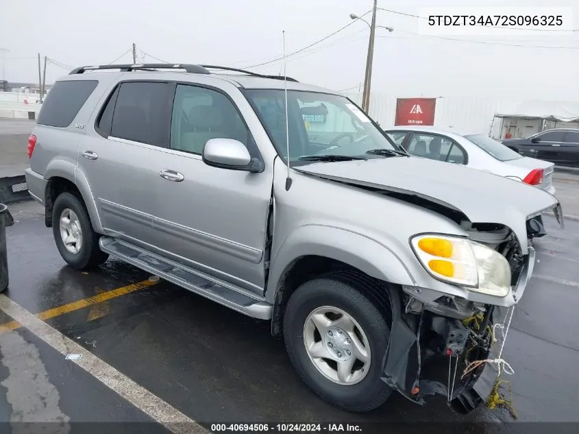 2002 Toyota Sequoia Sr5 VIN: 5TDZT34A72S096325 Lot: 40694506