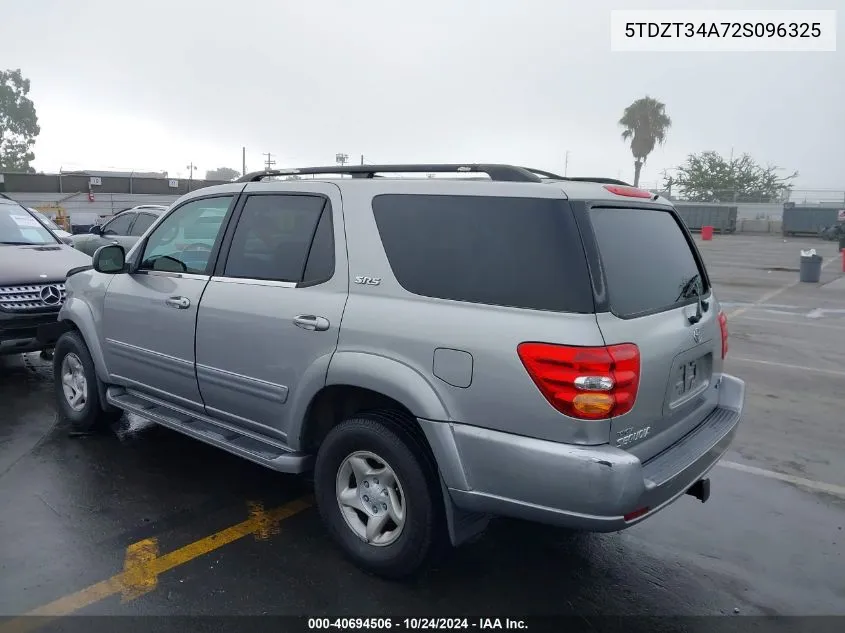 2002 Toyota Sequoia Sr5 VIN: 5TDZT34A72S096325 Lot: 40694506