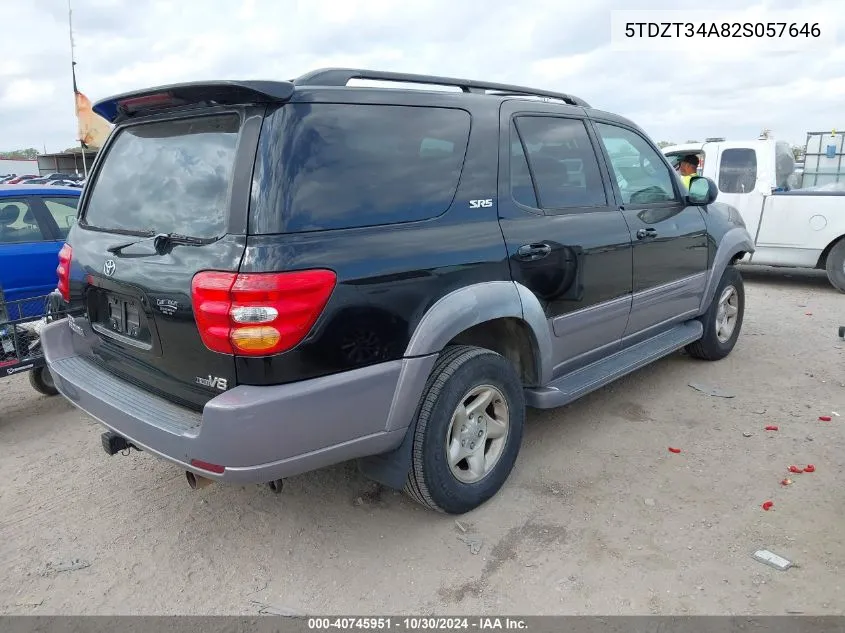 2002 Toyota Sequoia Sr5 V8 VIN: 5TDZT34A82S057646 Lot: 40745951