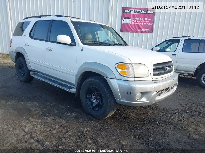 5TDZT34A02S113112 2002 Toyota Sequoia Sr5 V8