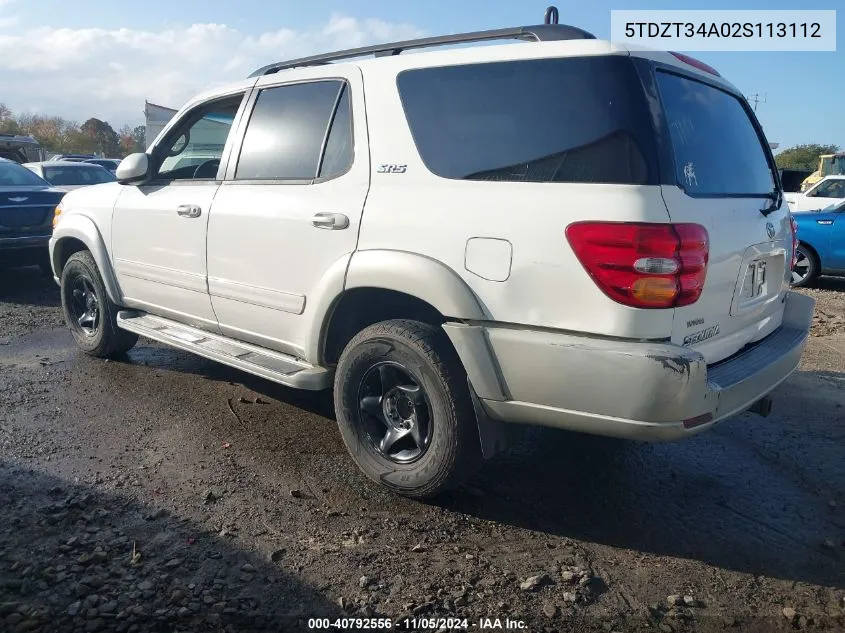 5TDZT34A02S113112 2002 Toyota Sequoia Sr5 V8