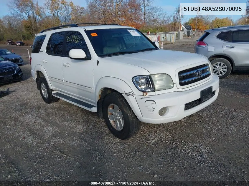 2002 Toyota Sequoia Limited V8 VIN: 5TDBT48A52S070095 Lot: 40798627