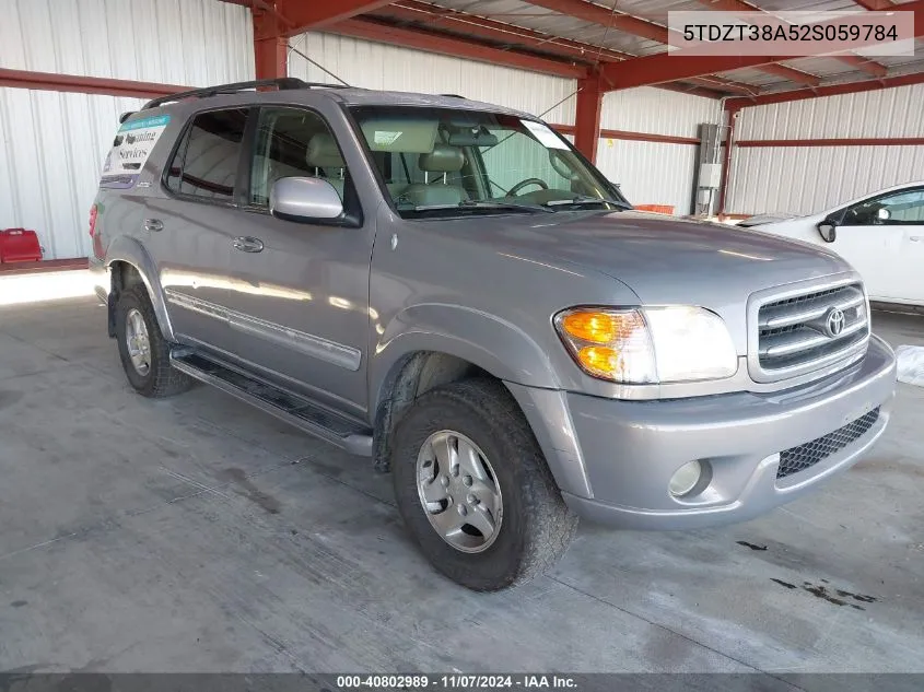 2002 Toyota Sequoia Limited V8 VIN: 5TDZT38A52S059784 Lot: 40802989