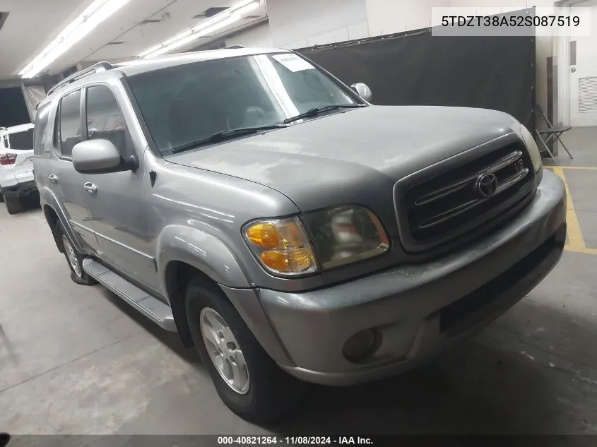 2002 Toyota Sequoia Limited V8 VIN: 5TDZT38A52S087519 Lot: 40821264