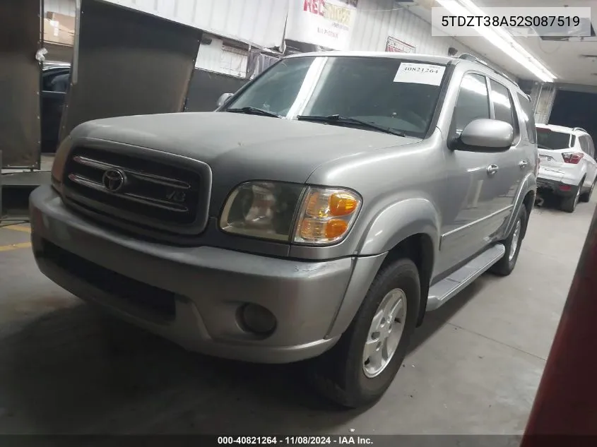 2002 Toyota Sequoia Limited V8 VIN: 5TDZT38A52S087519 Lot: 40821264