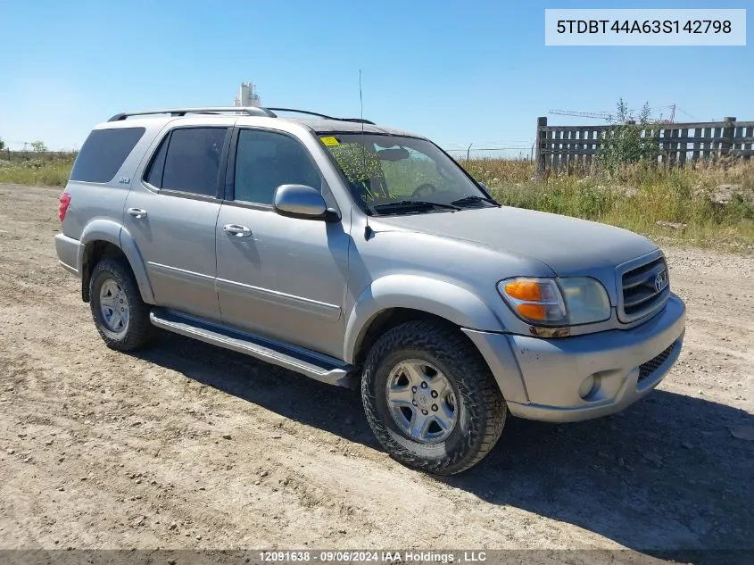 2003 Toyota Sequoia Sr5 VIN: 5TDBT44A63S142798 Lot: 12091638