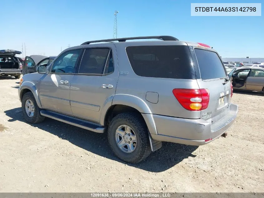 2003 Toyota Sequoia Sr5 VIN: 5TDBT44A63S142798 Lot: 12091638