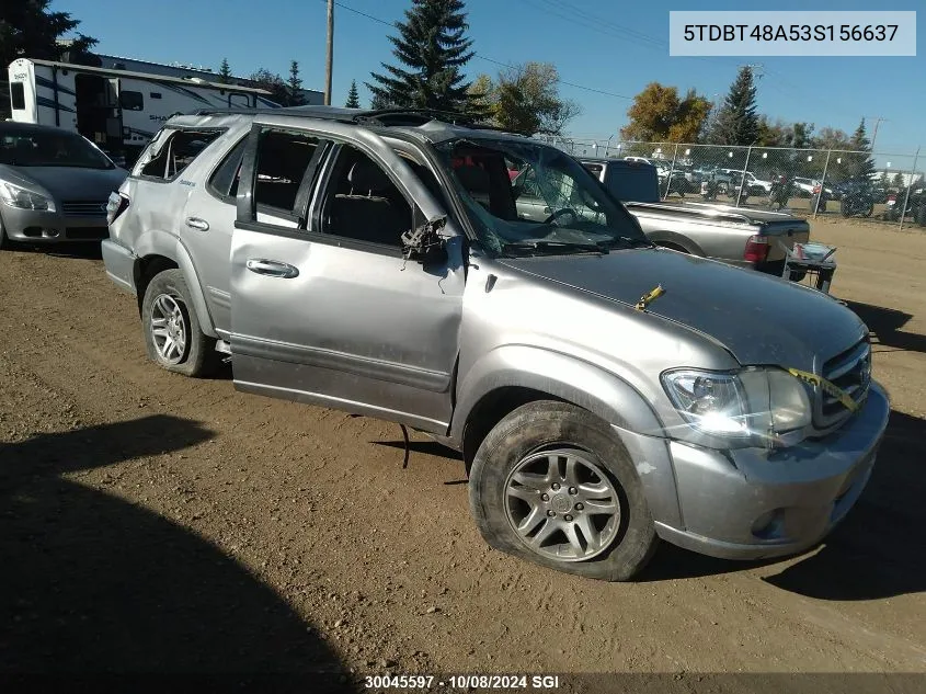 2003 Toyota Sequoia Limited VIN: 5TDBT48A53S156637 Lot: 30045597