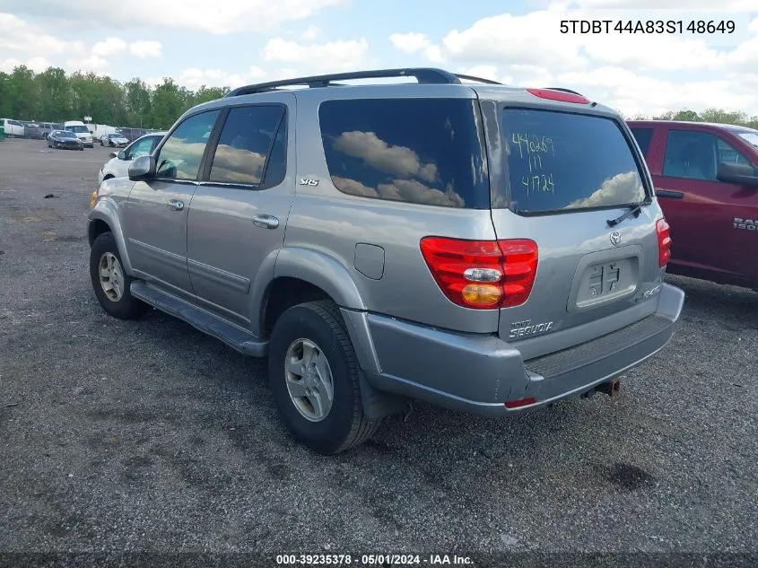 5TDBT44A83S148649 2003 Toyota Sequoia Sr5 V8