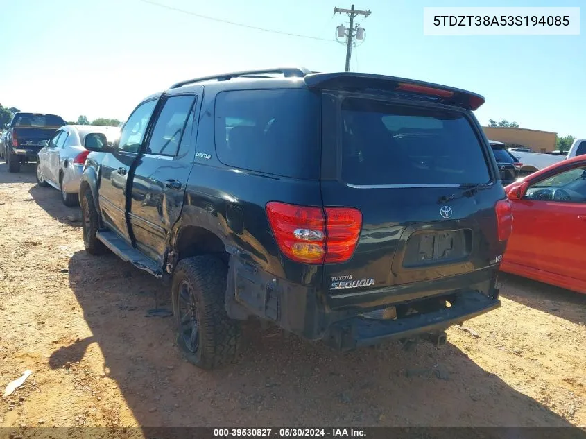 5TDZT38A53S194085 2003 Toyota Sequoia Limited V8