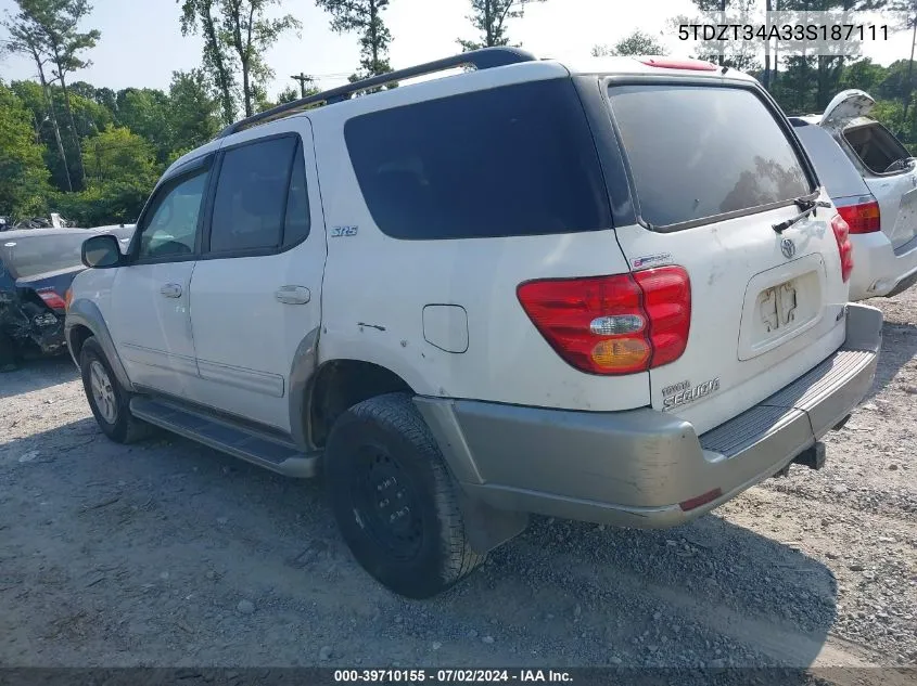 5TDZT34A33S187111 2003 Toyota Sequoia Sr5 V8