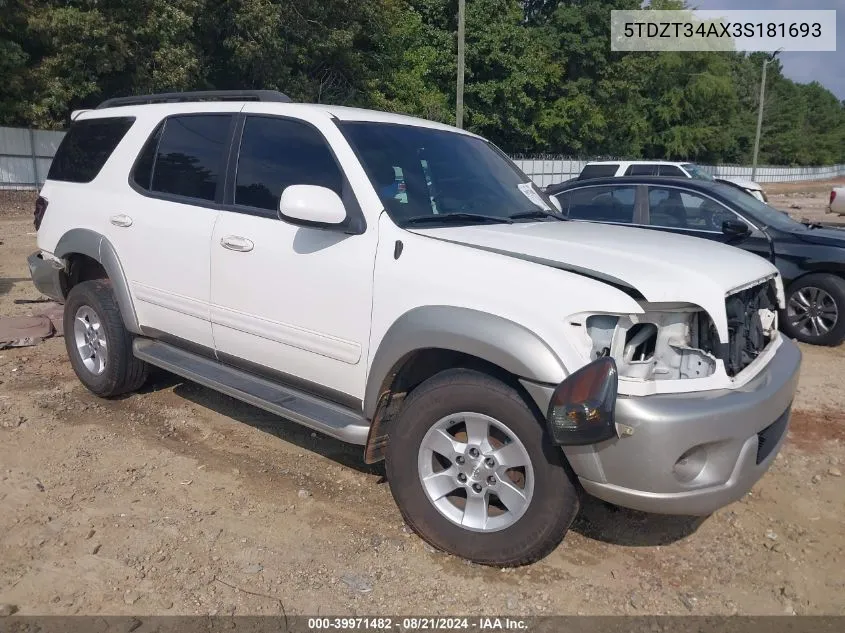 5TDZT34AX3S181693 2003 Toyota Sequoia Sr5 V8