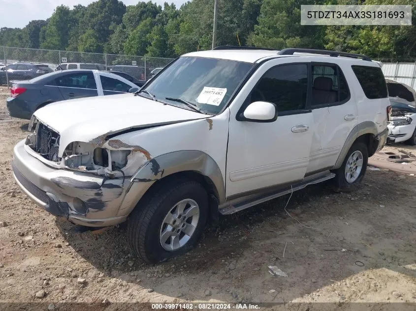 5TDZT34AX3S181693 2003 Toyota Sequoia Sr5 V8